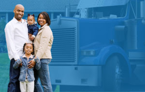 Family of Four at Home in Front Yard